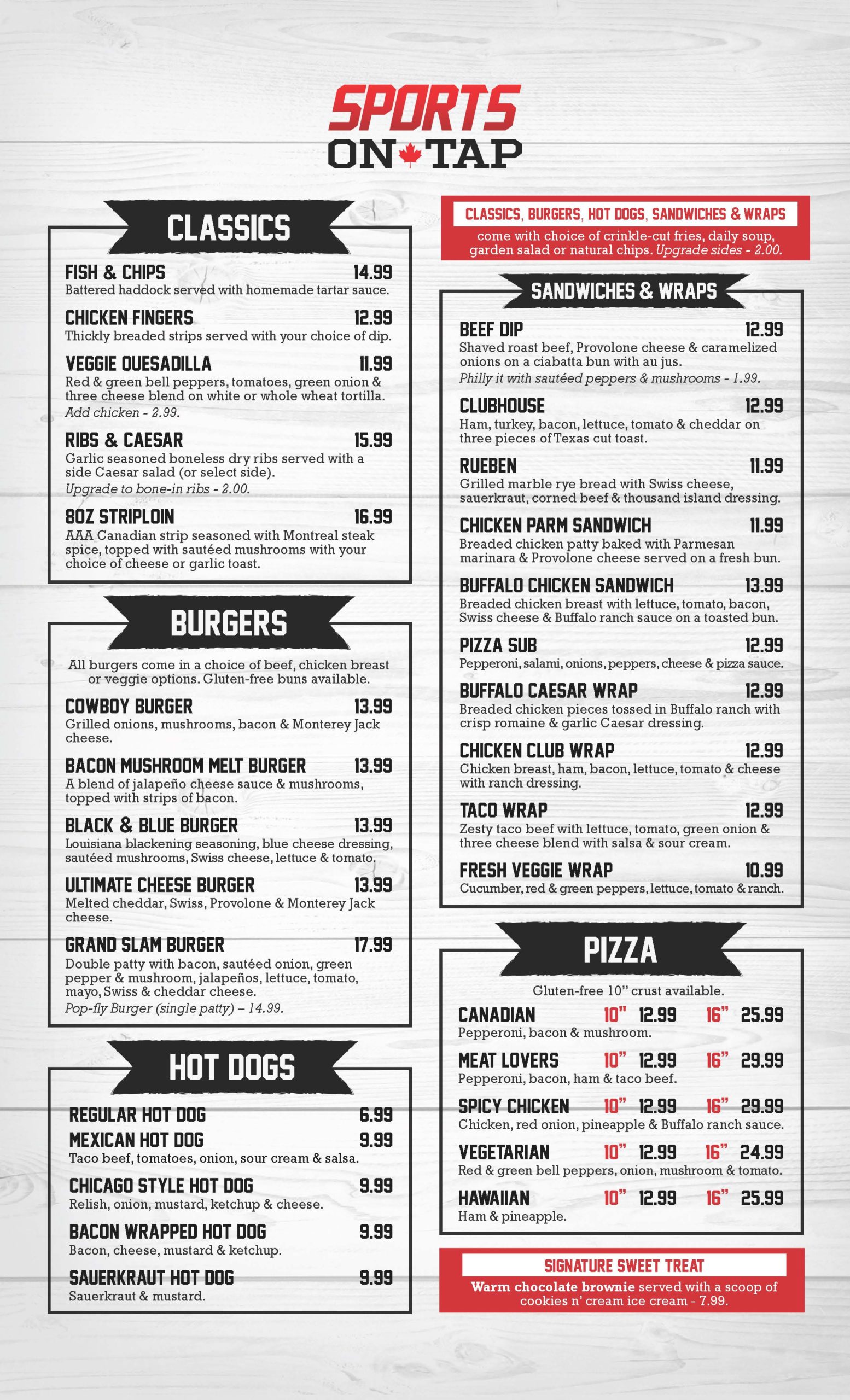 Menus & Specials Sports On Tap